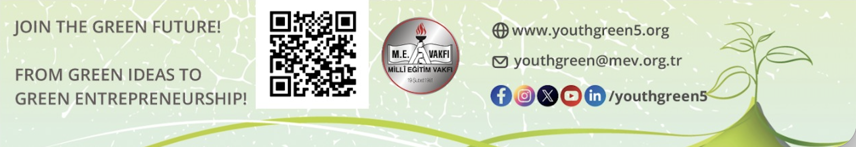 Yeşil Geleceğe Katıl - alt banner (QR kod ve sosyal medya)